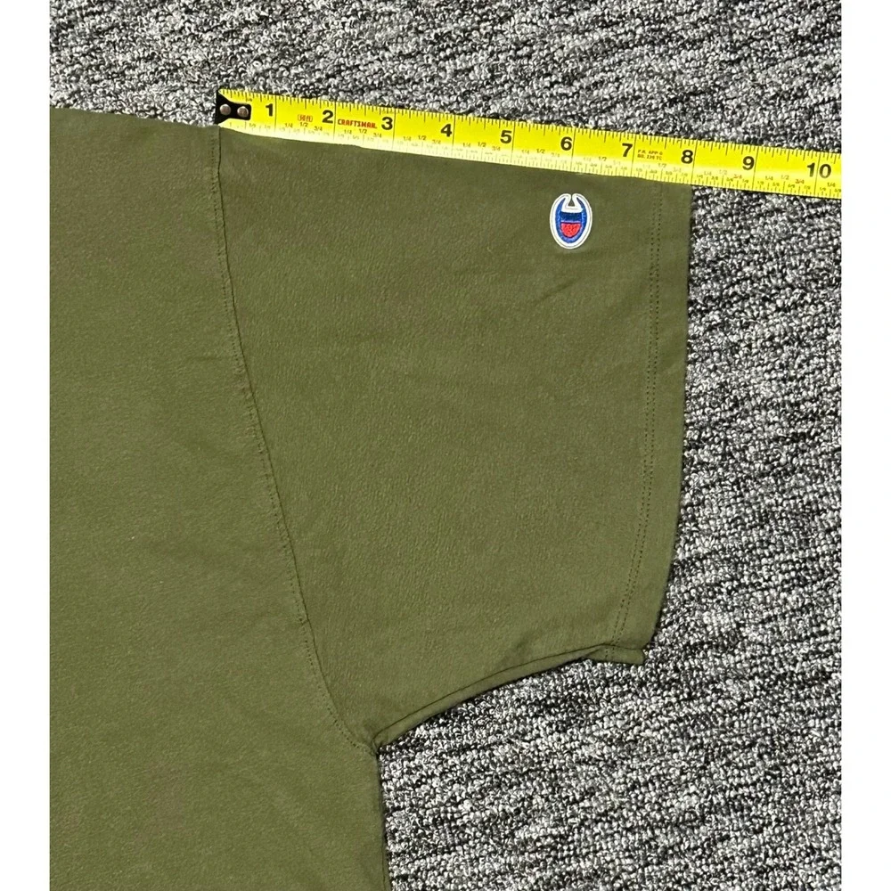 Champion Mens XL Olive Green Graphic T-Shirt Short Sleeve Back Print Cotton Tee - Picture 7 of 7